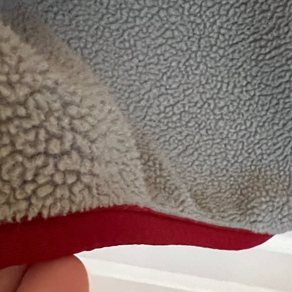 Patagonia Men's Gray Sweater with Red Trim Fleece Snap up collar pocket Size XL - Picture 8 of 10